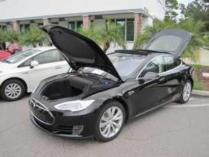 Tesla calls the car's front cargo compartment a "frunk," which offers 5.8 cubic feet of storage at the front of the car.
