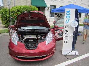 All-electric Nissan LEAF with a Level 2 (240 volt) charging station.
