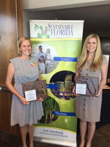 At right, Shelly Aubuchon joins Amanda Amico, from LEGOLAND’s Sales & Marketing team, at the Sustainable Florida awards. 