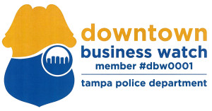 Stickers like this will appear in the windows of Downtown Business Watch members.