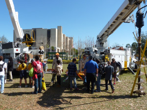 Tampa Electric's line trucks always draw excited crowds at the Expo.