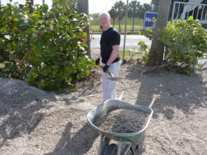 Preparing the Manatee Viewing Center is hard work...though TECO's Wayne Kulich has a good handle on it.
