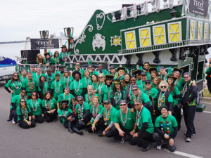 TECO team members and their "Best Green Float" at Gasparilla 2017.