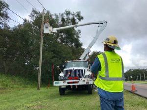 As soon as it winds were below 40 mph in the communities we serve, our crews fanned out to start making repairs to the electrical system.